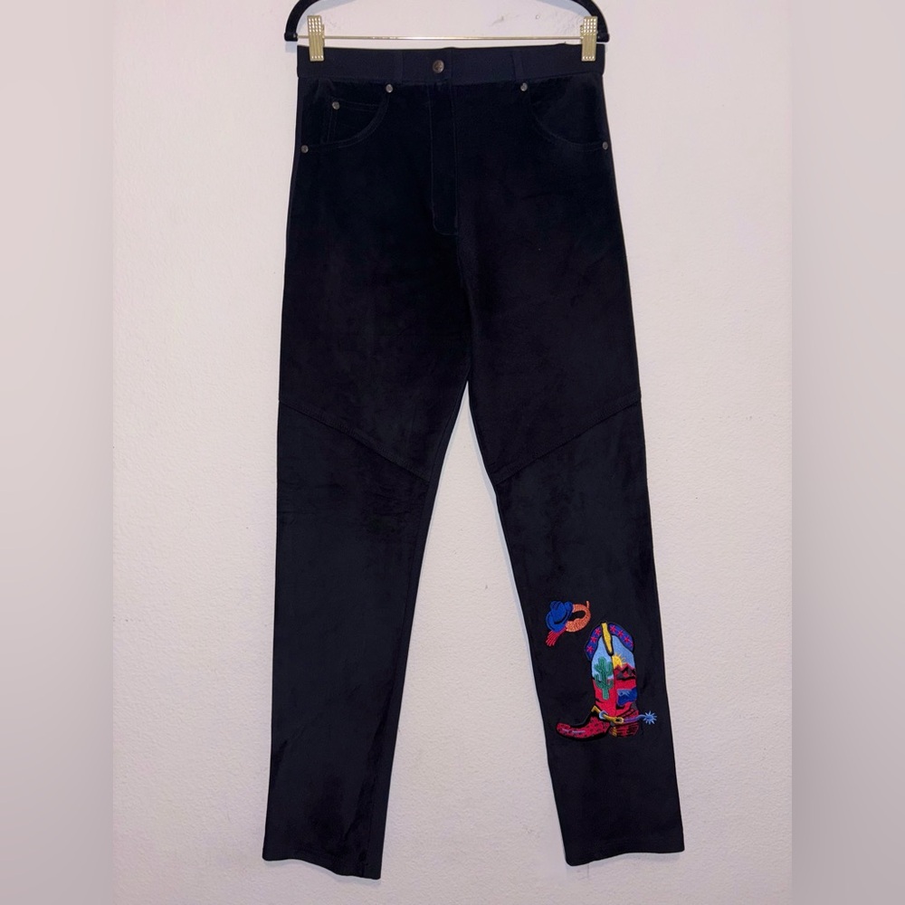 Morris Kaye & Sons Vintage•Western Texas boot embroidered•Suede Leather Pants